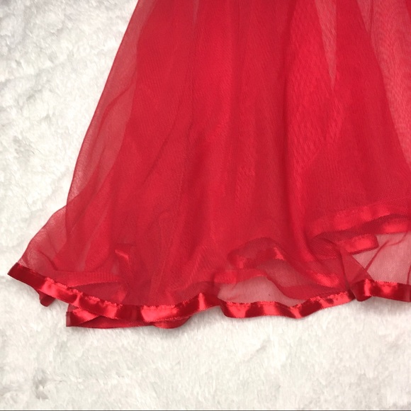 Vintage Red Lace Sheer Mesh Lingerie Babydoll Top XS - Picture 5 of 6